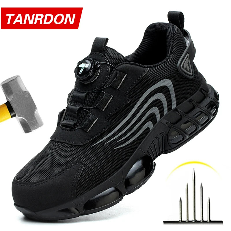Chaussures de sécurité pour hommes à bouton rotatif