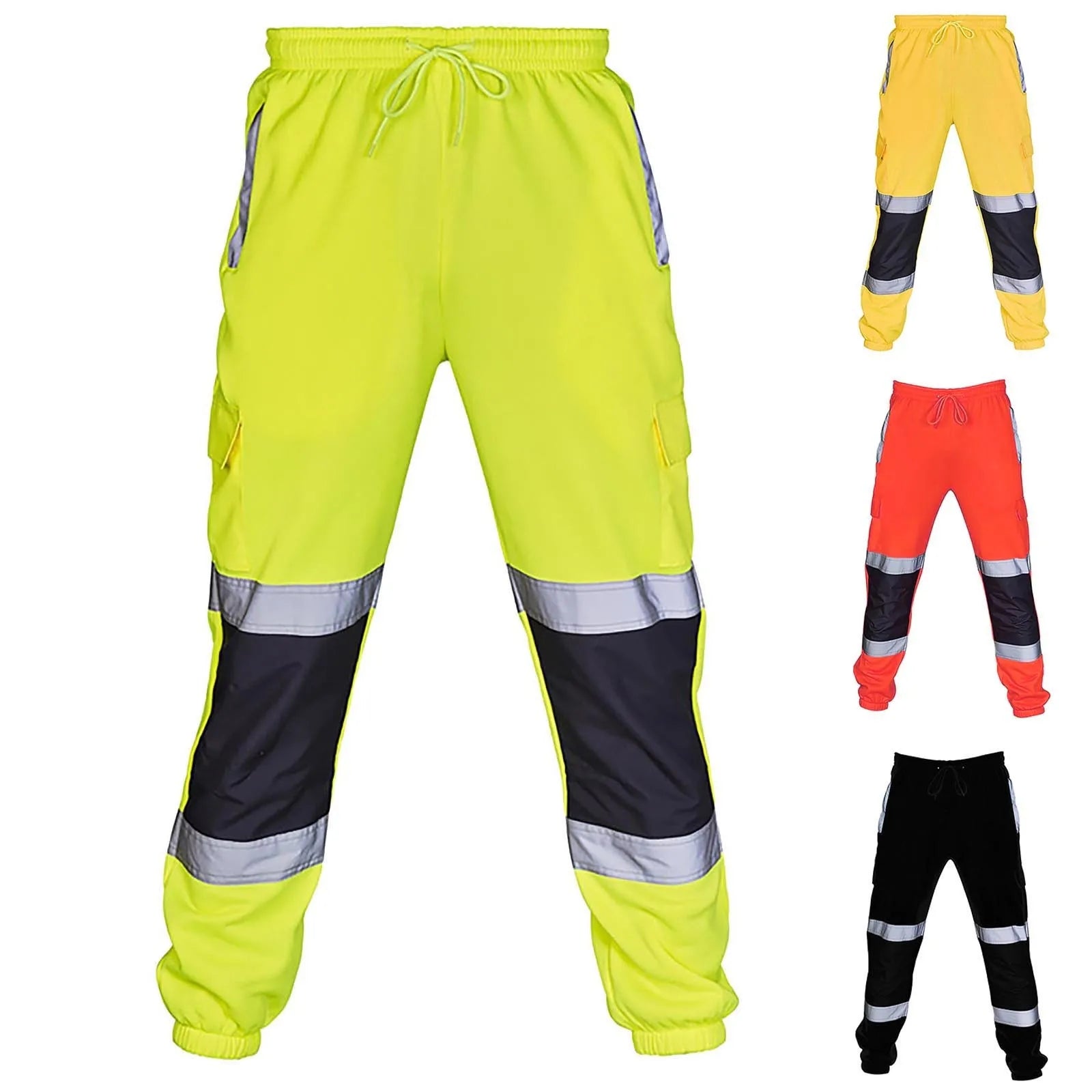 Pantalon de travail pour homme, pantalon de survêtement de sécurité, pantalon réfléchissant rayé, pantalon de jogging ample pour homme, jogging patchwork, vêtements de travail