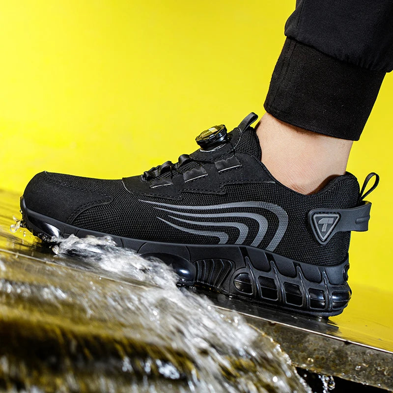 Chaussures de sécurité pour hommes à bouton rotatif