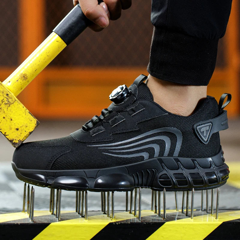 Chaussures de sécurité pour hommes à bouton rotatif