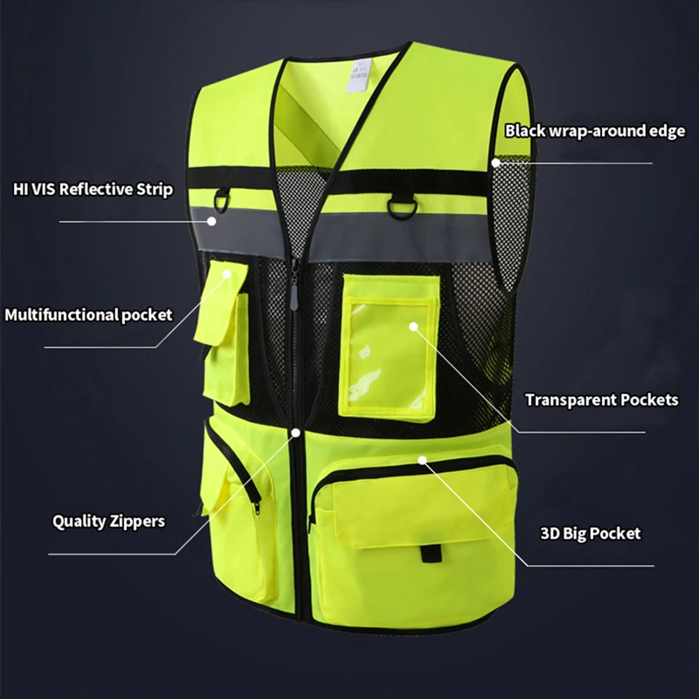 Gilets de sécurité haute visibilité Vêtements de travail de sécurité Travailleur de la construction Circulation extérieure Vêtements de travail fluorescents haute visibilité