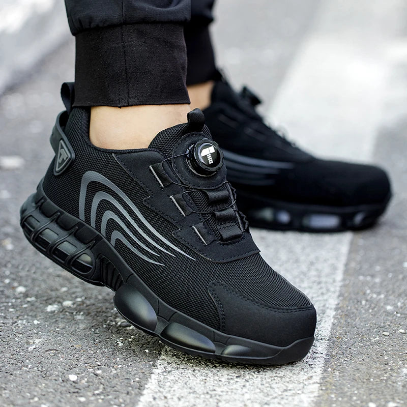 Chaussures de sécurité pour hommes à bouton rotatif