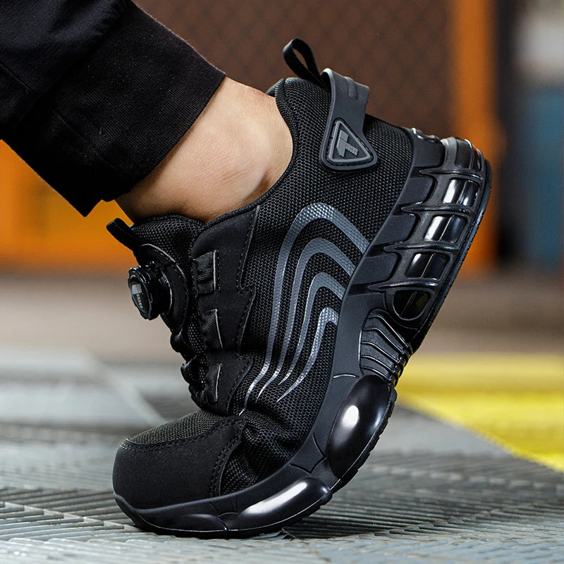 Chaussures de sécurité pour hommes à bouton rotatif