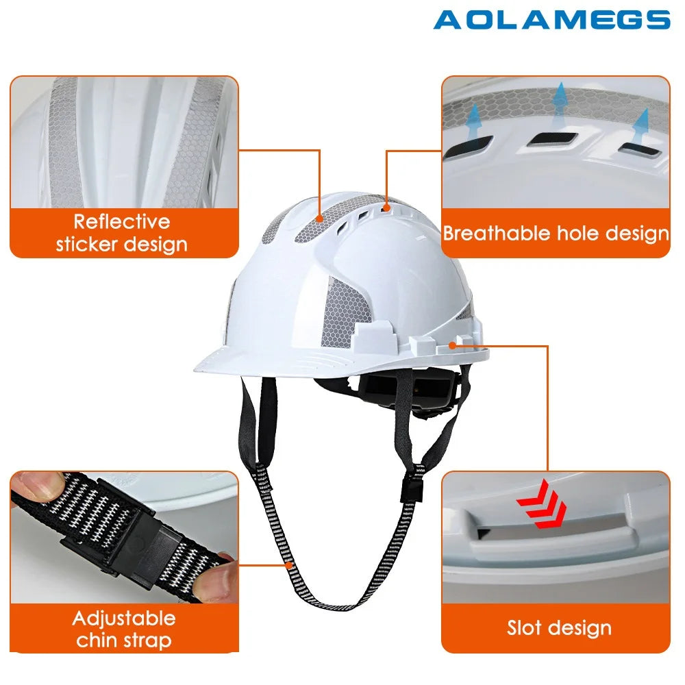 Casque de sécurité pour chantier, en ABS épais, respirant, avec autocollants réfléchissants, pour ingénieur