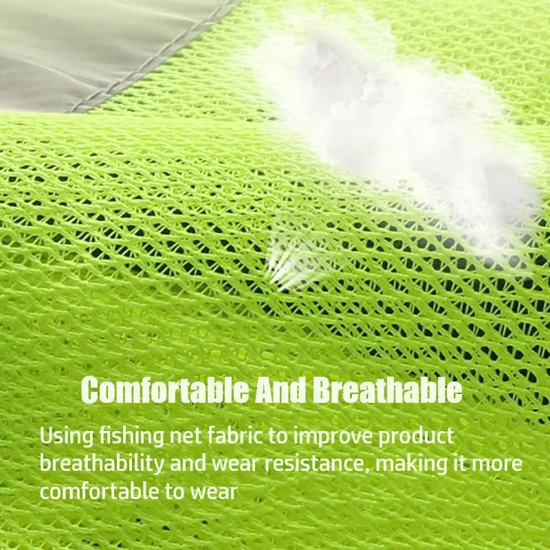 Gilet de sécurité unisexe d'été avec poches et fermeture éclair, matériau en maille durable, idéal pour les travailleurs de la construction en extérieur